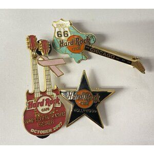 LOT 3 Hard Rock Cafe Guitar Chicago Stop Cancer 2007 Hollywood Star RTE 66